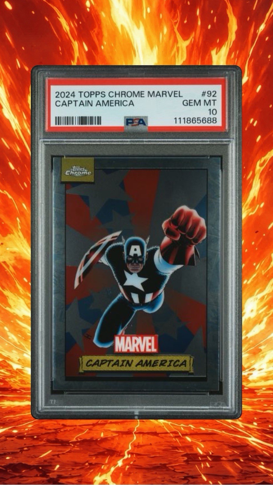 Topps 2024 Topps Chrome Marvel Captain America #92 Base Set PSA 10