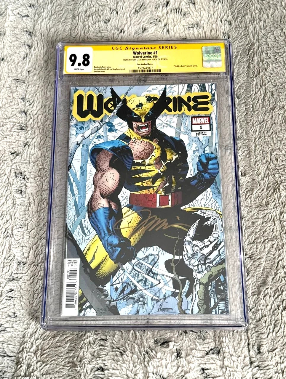 WOLVERINE #1 HIDDEN GEM VARIANT 1:100 SIGNED JIM LEE & BENJAMIN PERCY CGC SS 9.8