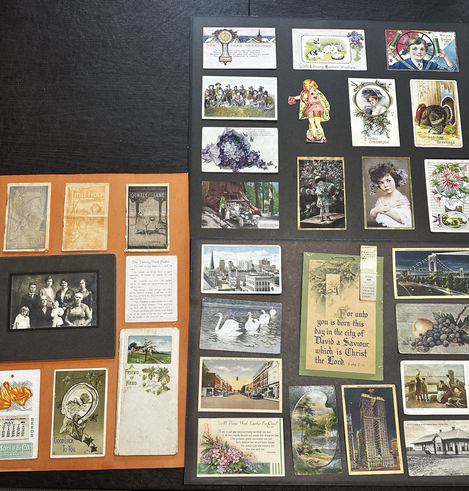 Antique Card Collection Scrapbooked On Poster Board 31 Items 1913 To 1929