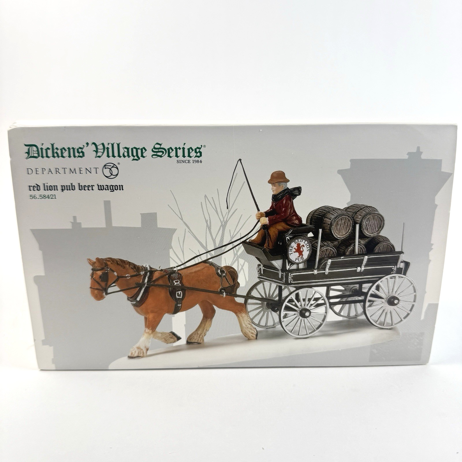 Dept 56 Red Lion Pub Beer Wagon Dickens Village Accessory Figure Bar Horse NEW