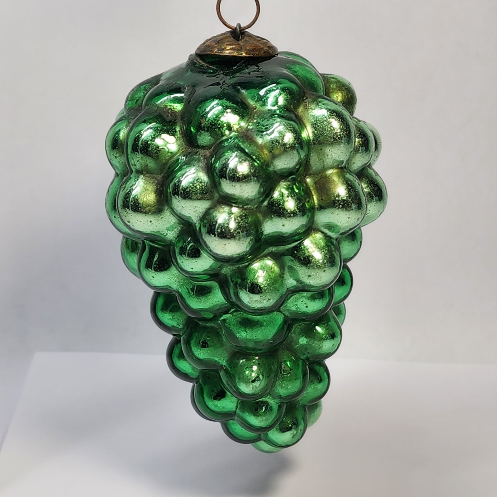 Antique 19th-Century German Kugel Ornament Emerald Green Grape Cluster 4 Inch