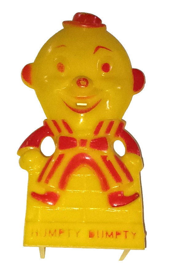 HTF Vtg MCM Rosen Rosbro Hard Plastic Humpty Dumpty Lollipop Sucker Candy Holder