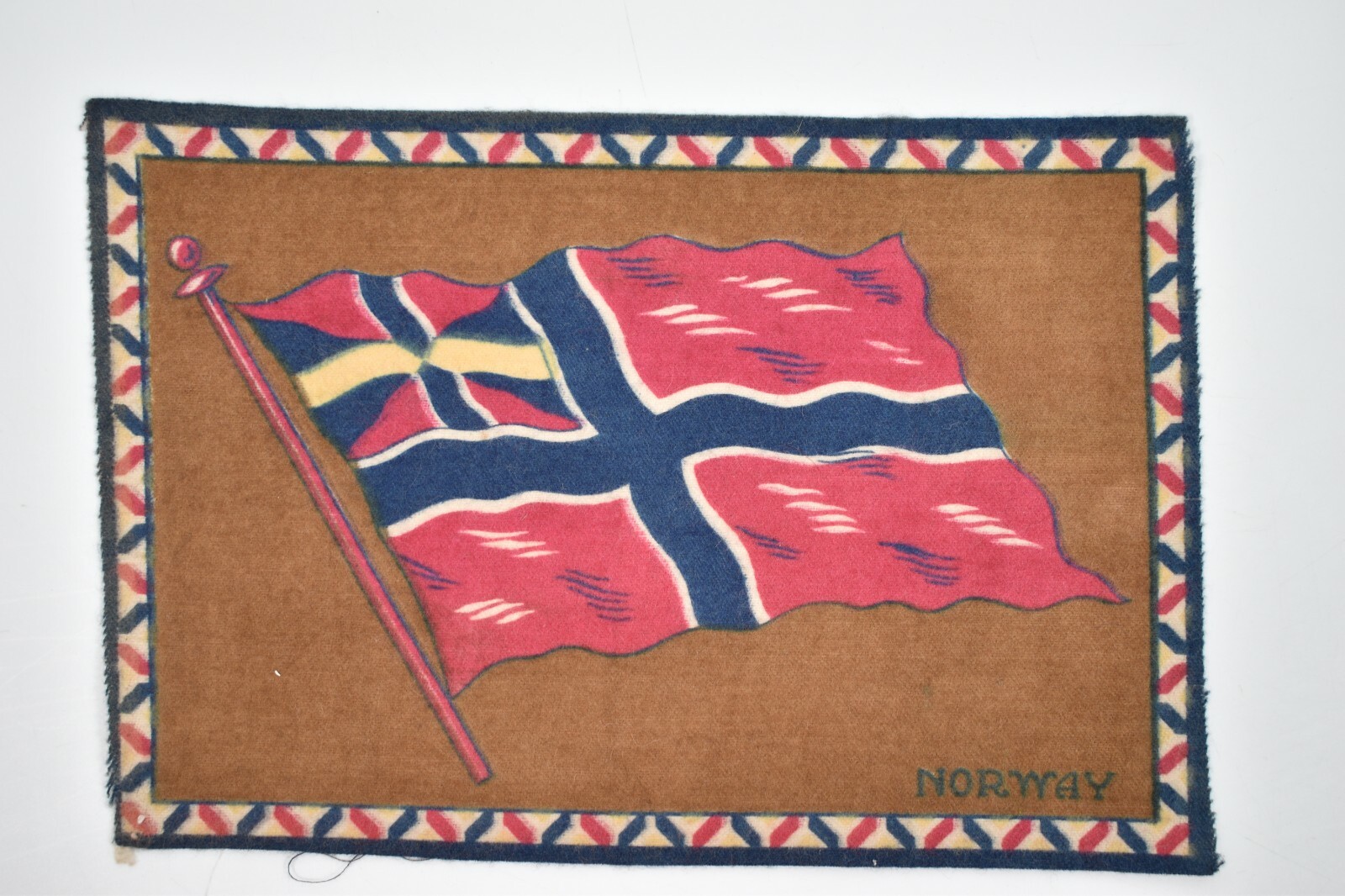 Vintage Circa 1910\'s Norway Flag: Tobacco Felt Flannel Cigar Cigarette Premium