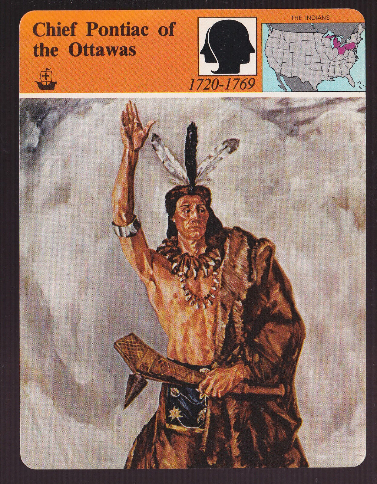 CHIEF PONTIAC OF THE OTTAWA INDIANS Native History STORY OF AMERICA CARD #20-23
