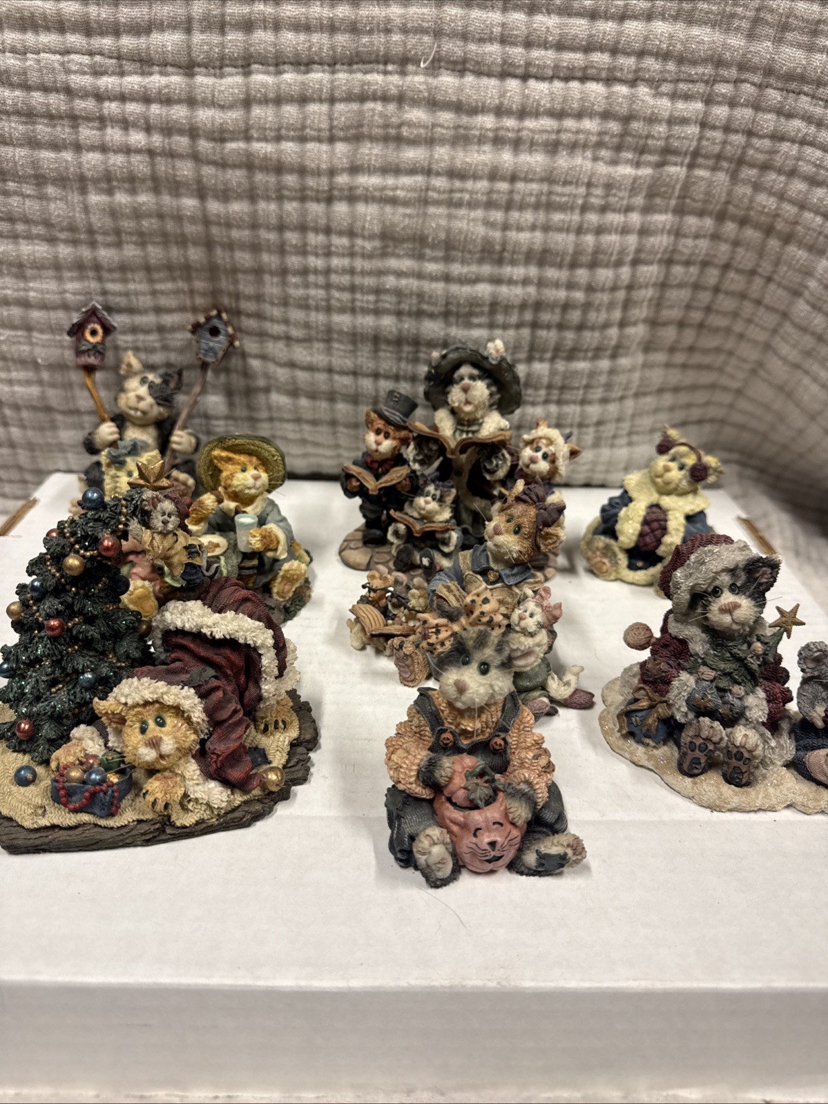 Boyds Bears Purrstone Collection Cat Figurines Lot of 8 Vintage Resin
