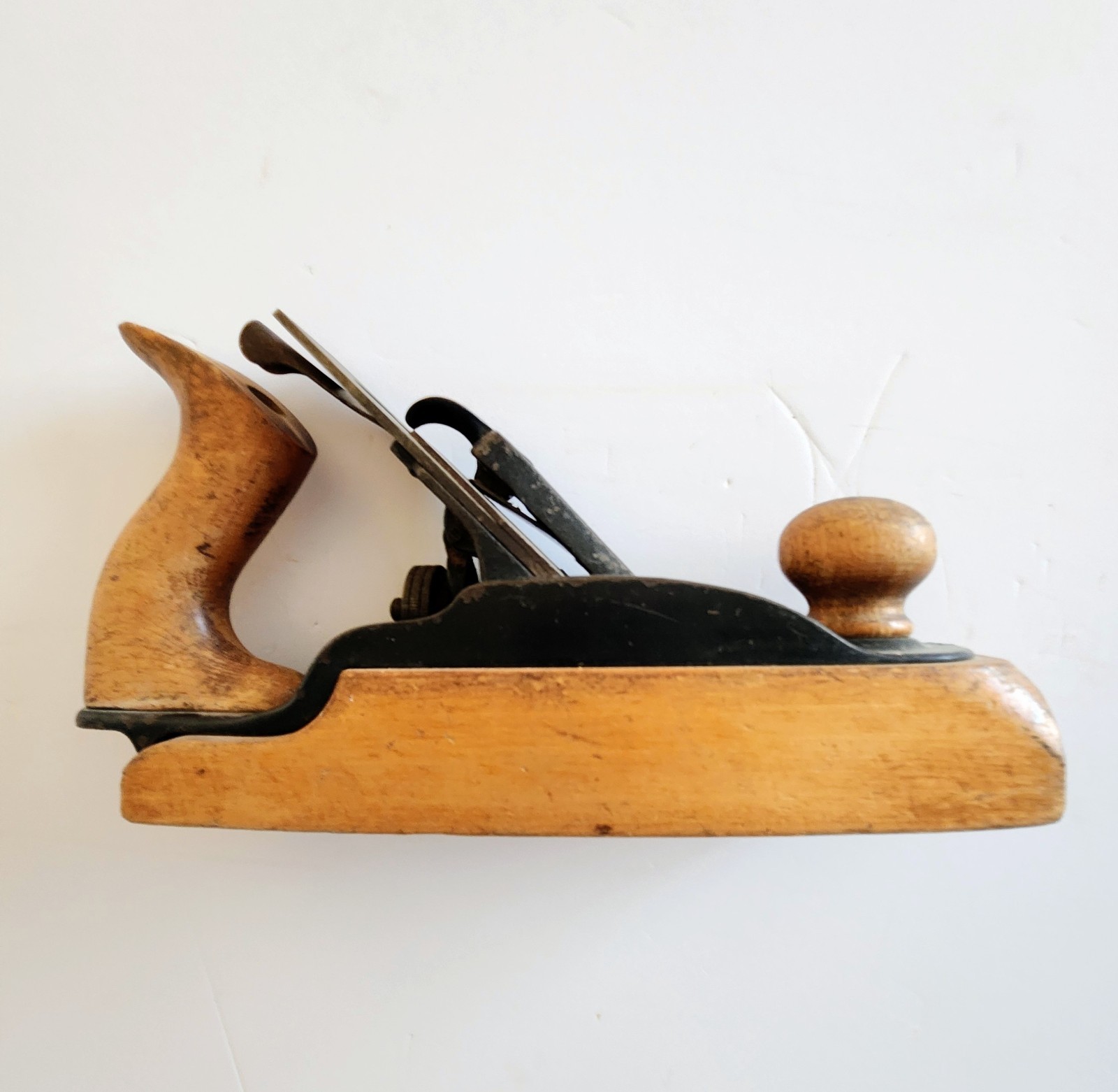 Antique Unmarked Transitional Smoothing Hand Plane Wood Bottom 10\