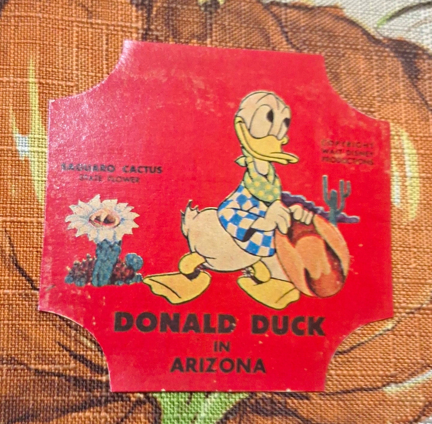 Disney Donald Duck in Arizona Vintage Die-Cut Card Pre-1968 1945