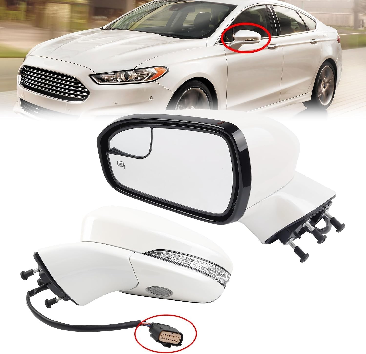 Left Driver Side Mirror Ford Fusion 2016-2020 7-Pin Heated Power White