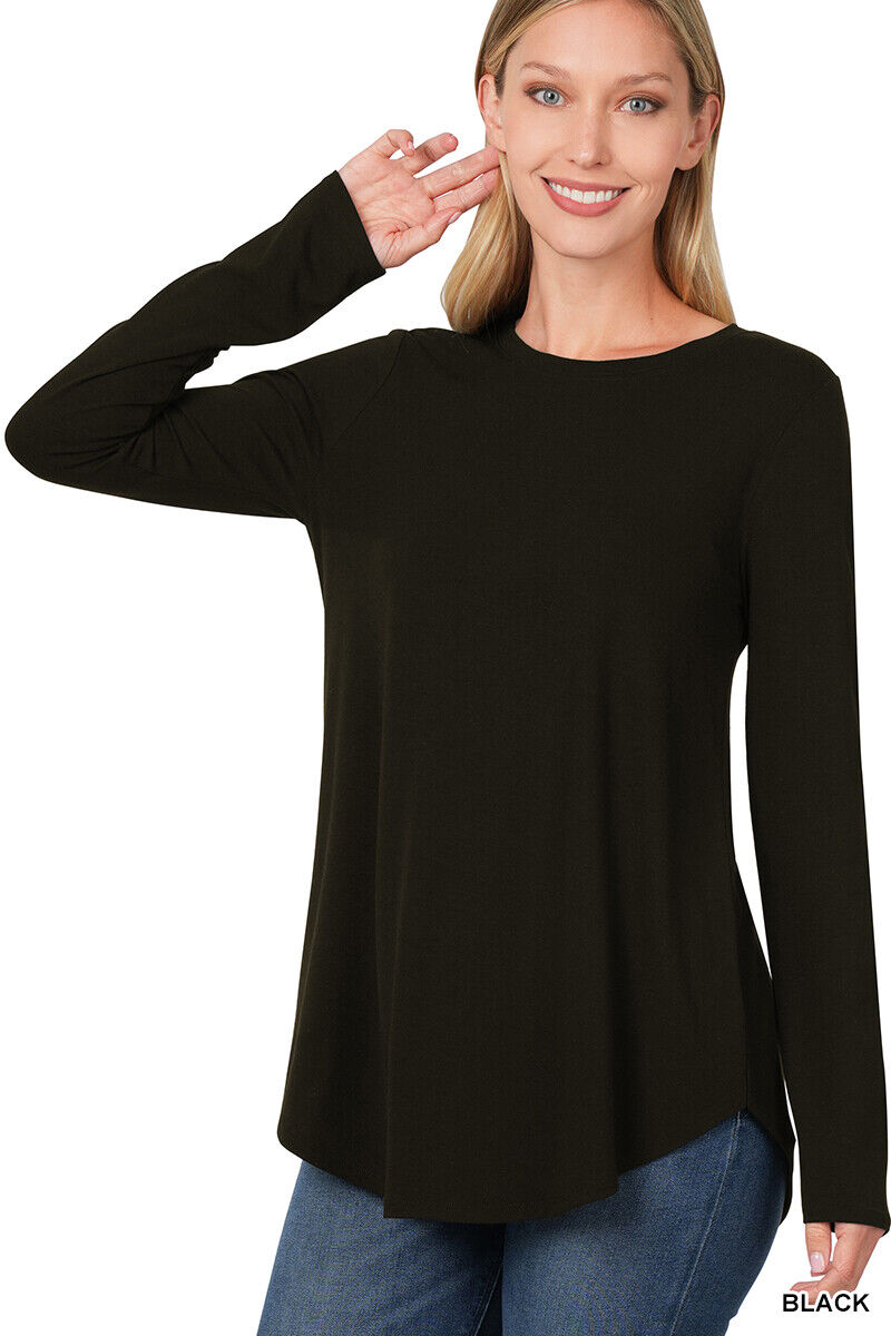 Women\'s Long Sleeve Tunic Top Casual Crew Neck Basic T-Shirt Blouse Loose Fit