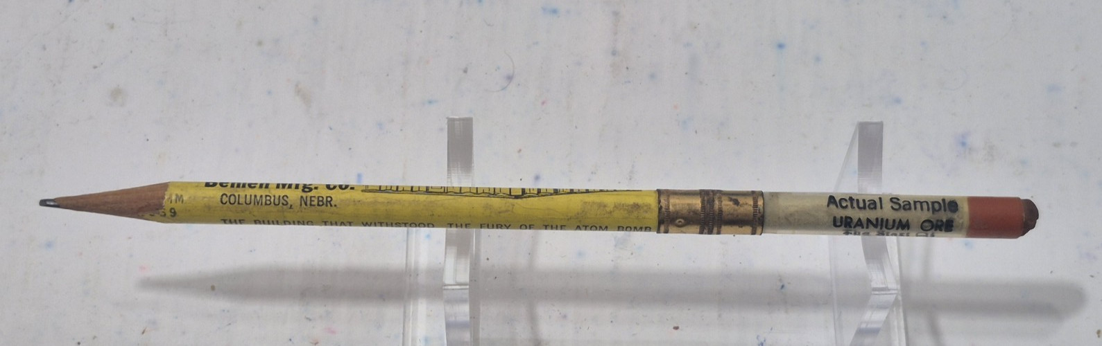 RARE Vintage Uranium Ore Sample Advertising Wood Pencil USED Atomic Power