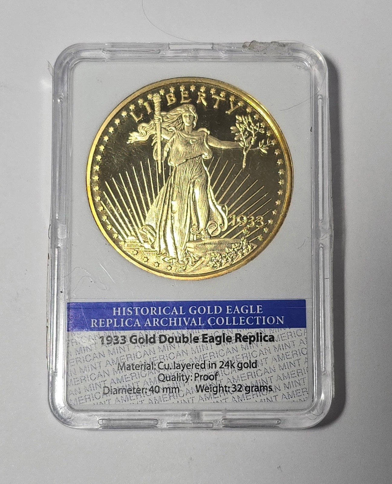 American Mint Replica 1933 Double Eagle 24kt Gold Plated Proof Copy