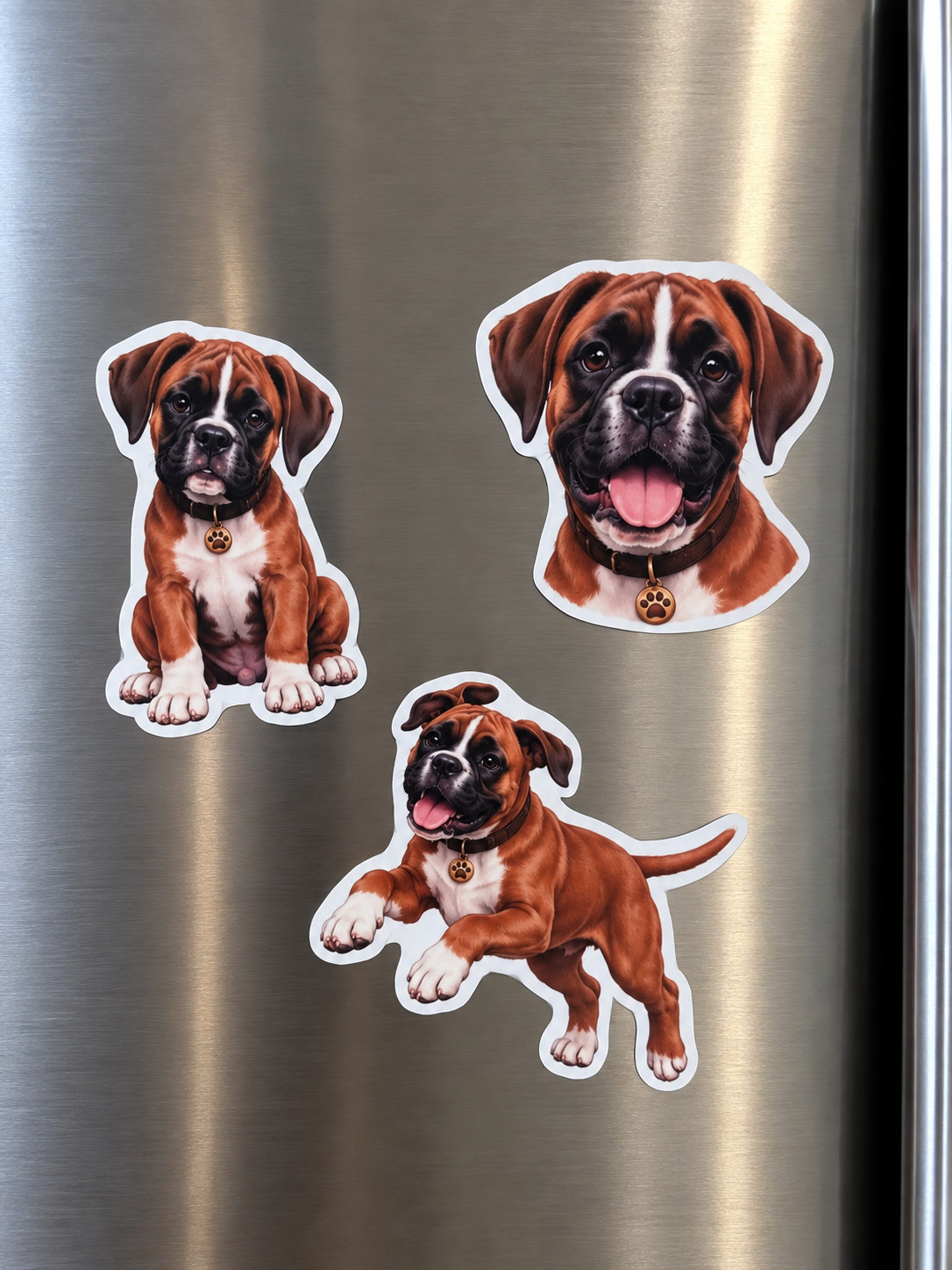 3 Boxer Dog Fridge Magnets Puppy Refrigerator Decor Dog Lover Gift Set