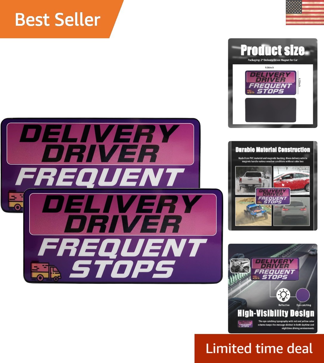 2PCS 9x4 Pink Delivery Driver Magnet Signs - Weatherproof Safety Accessories