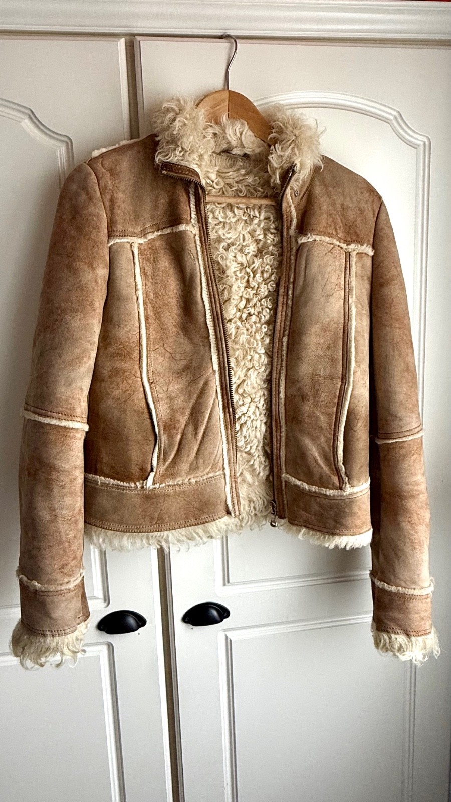 Vintage Y2K D&G Dolce & Gabbana Shearling Jacket – Brown & Cream