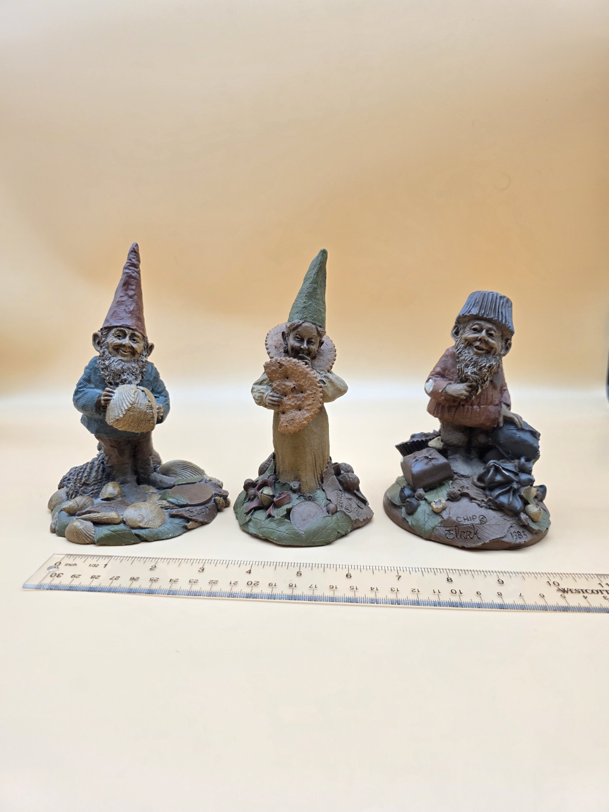 Vintage 1985 Gnome Figurine Tom Clark Cairn Studio Signed Lot Of 3