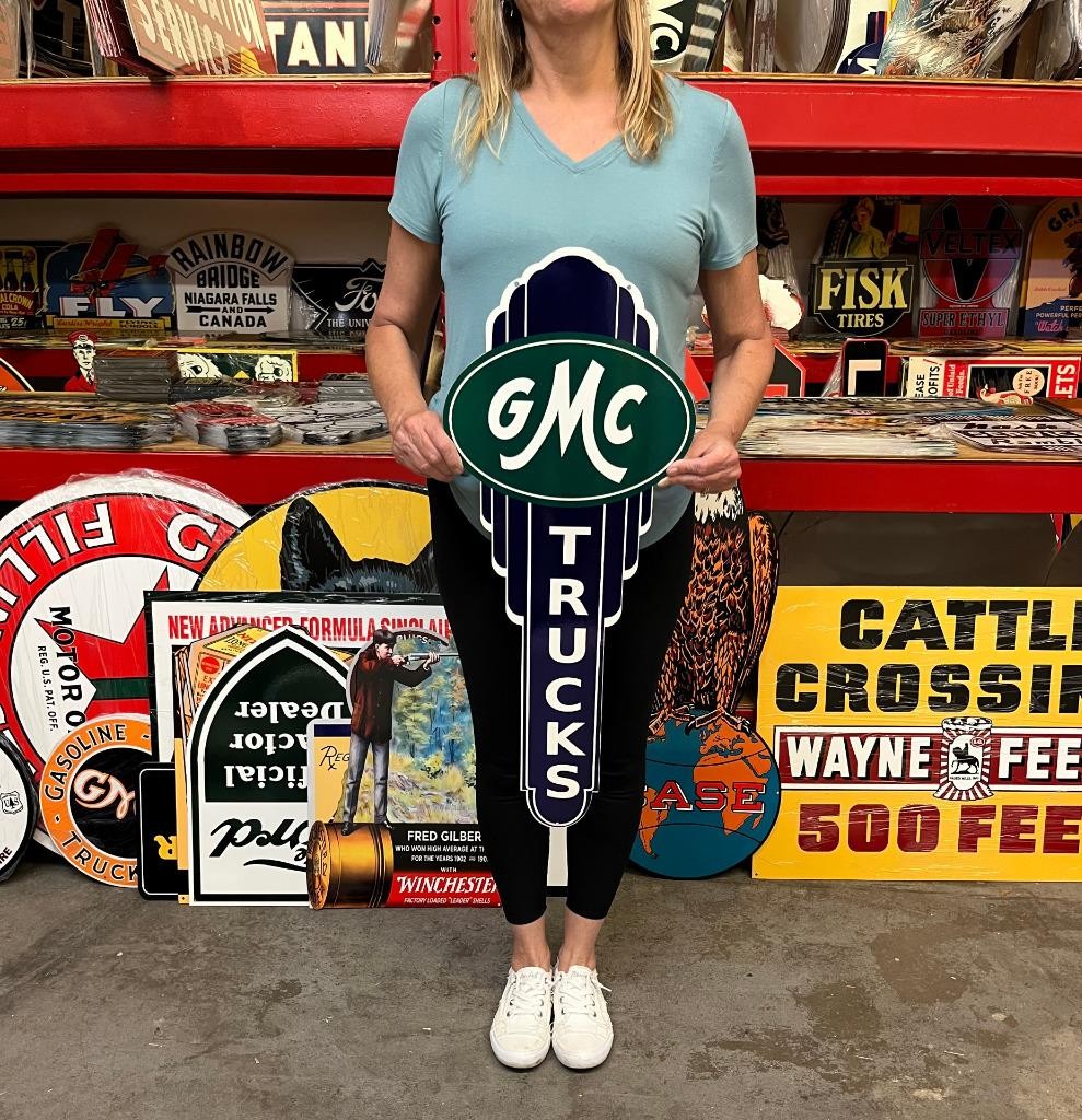 Vintage Style Metal Sign GMC Trucks NOT Porcelain 30x12 Made USA