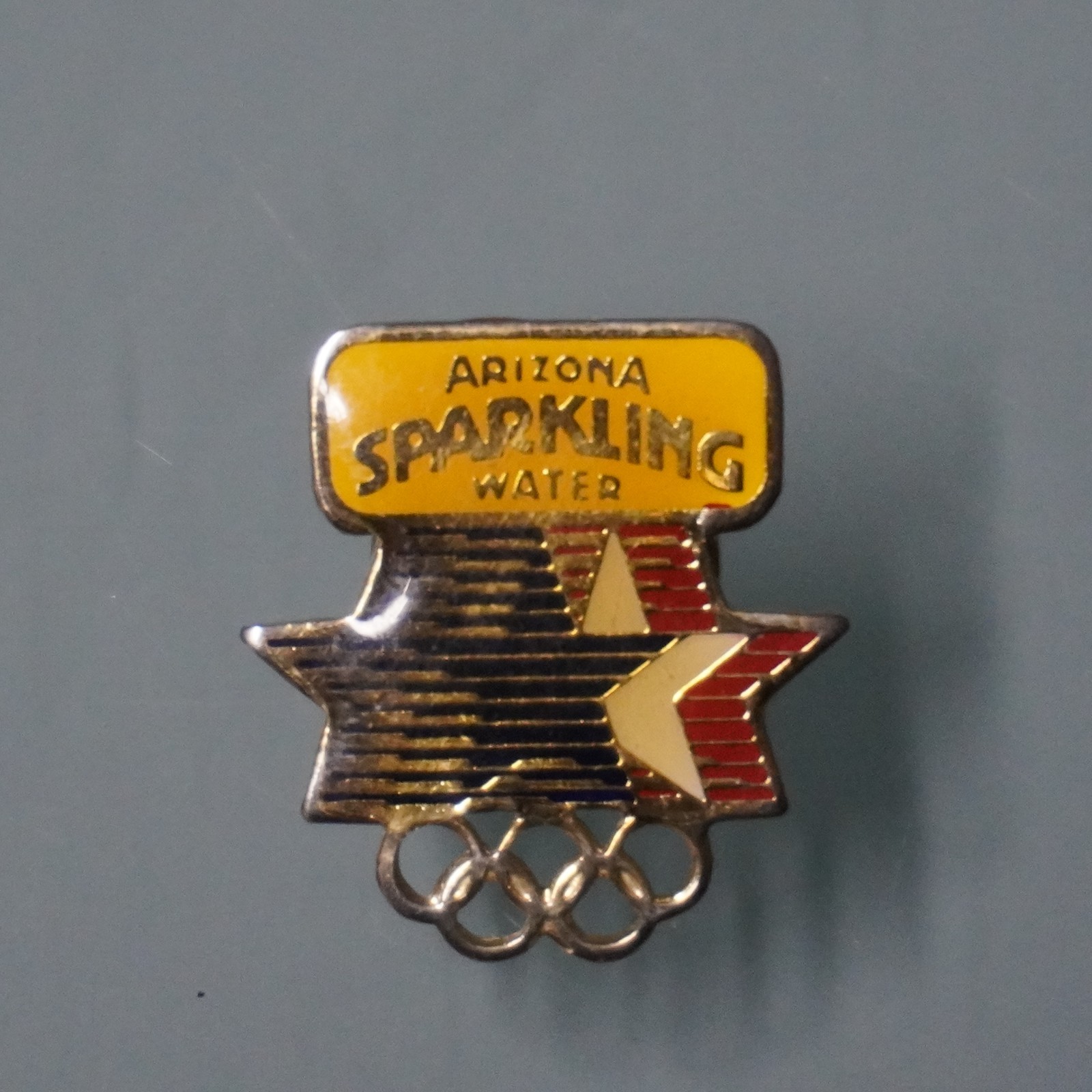 Vintage 1984 Los Angeles LA Olympics Sponsor Pin Arizona Sparkling Water Gold Me