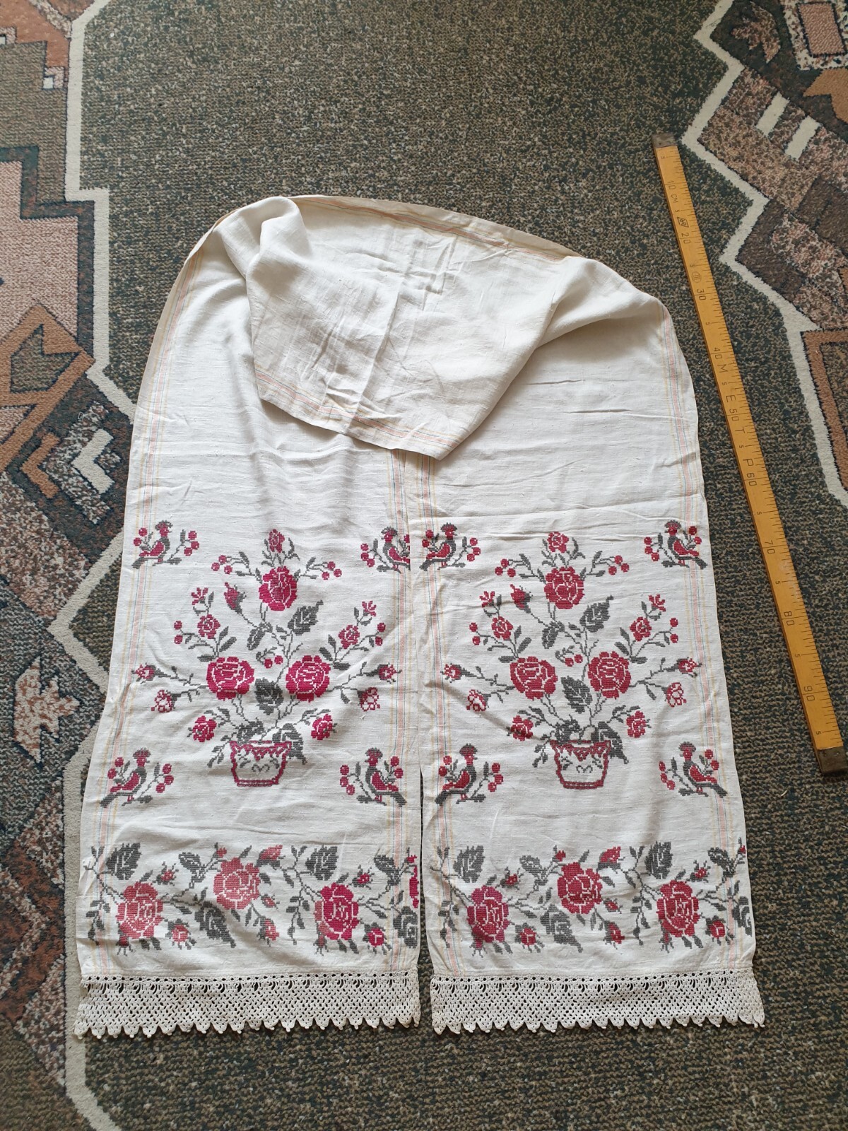 Ukrainian Vintage Rushnyk Hand Embroidery Towel Traditional Decor Vyshyvanka
