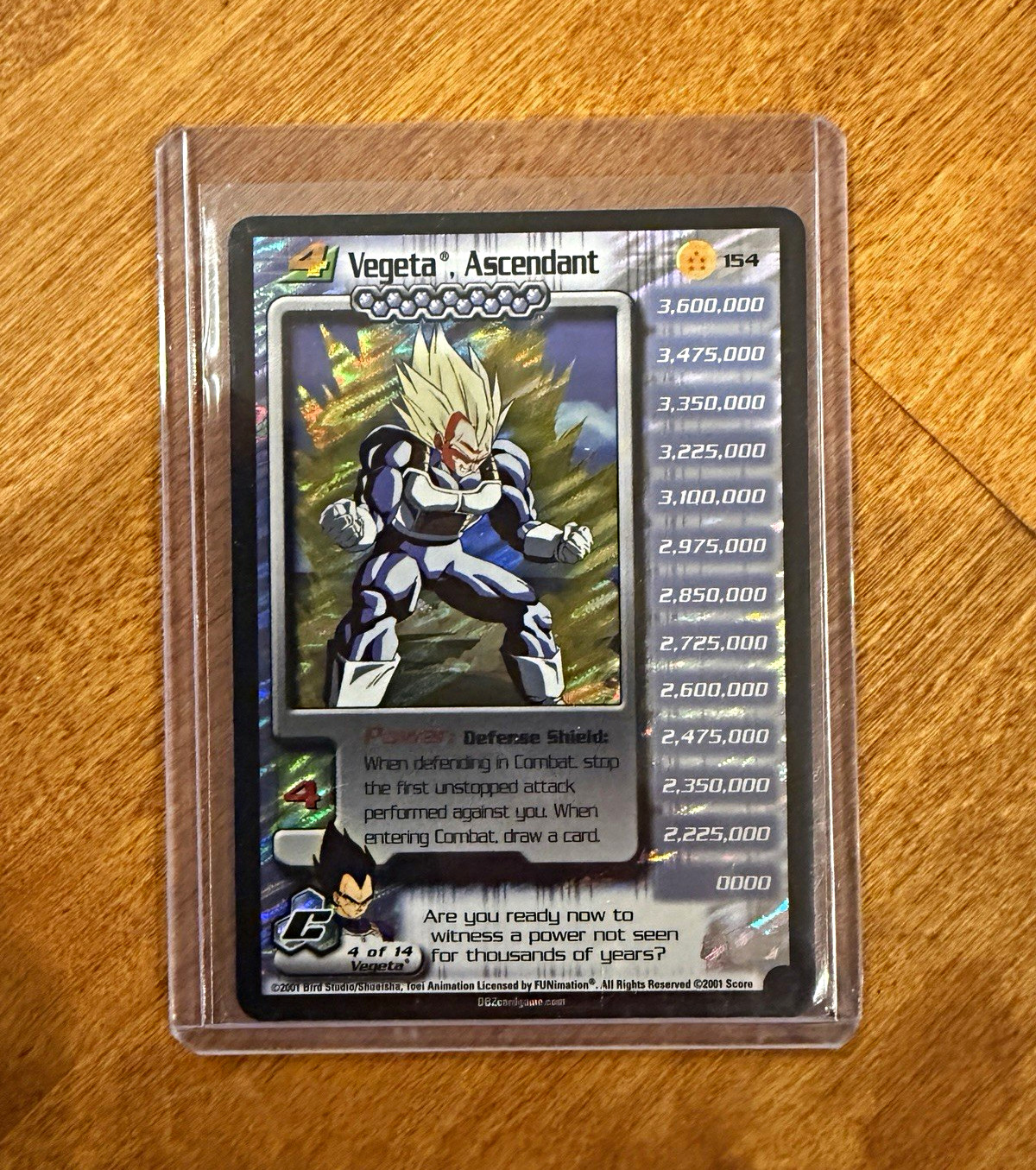 Score 2001 Dragon Ball Z CCG Vegeta - Ascendant Hologram Card #154 English Score 2001 Dragon Ball Z CCG Vegeta - Ascendant Hologram Card #154 English