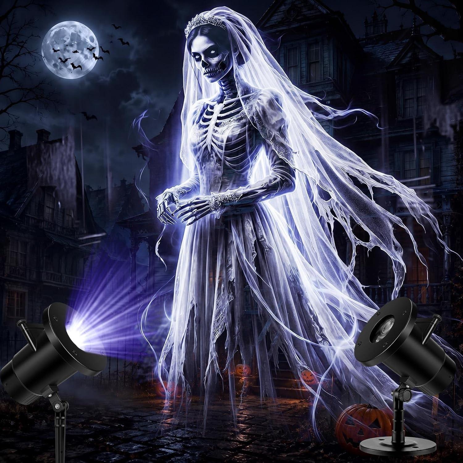 3D Halloween Ghost Haunted Bride Halloween Projector Light Outdoor Scary Display
