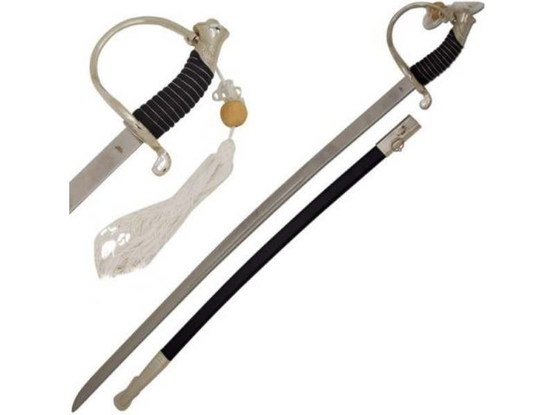 Medieval Warrior C.S.A Cavalry Civil War Officer Sword- Etching Blade w/Scabbard