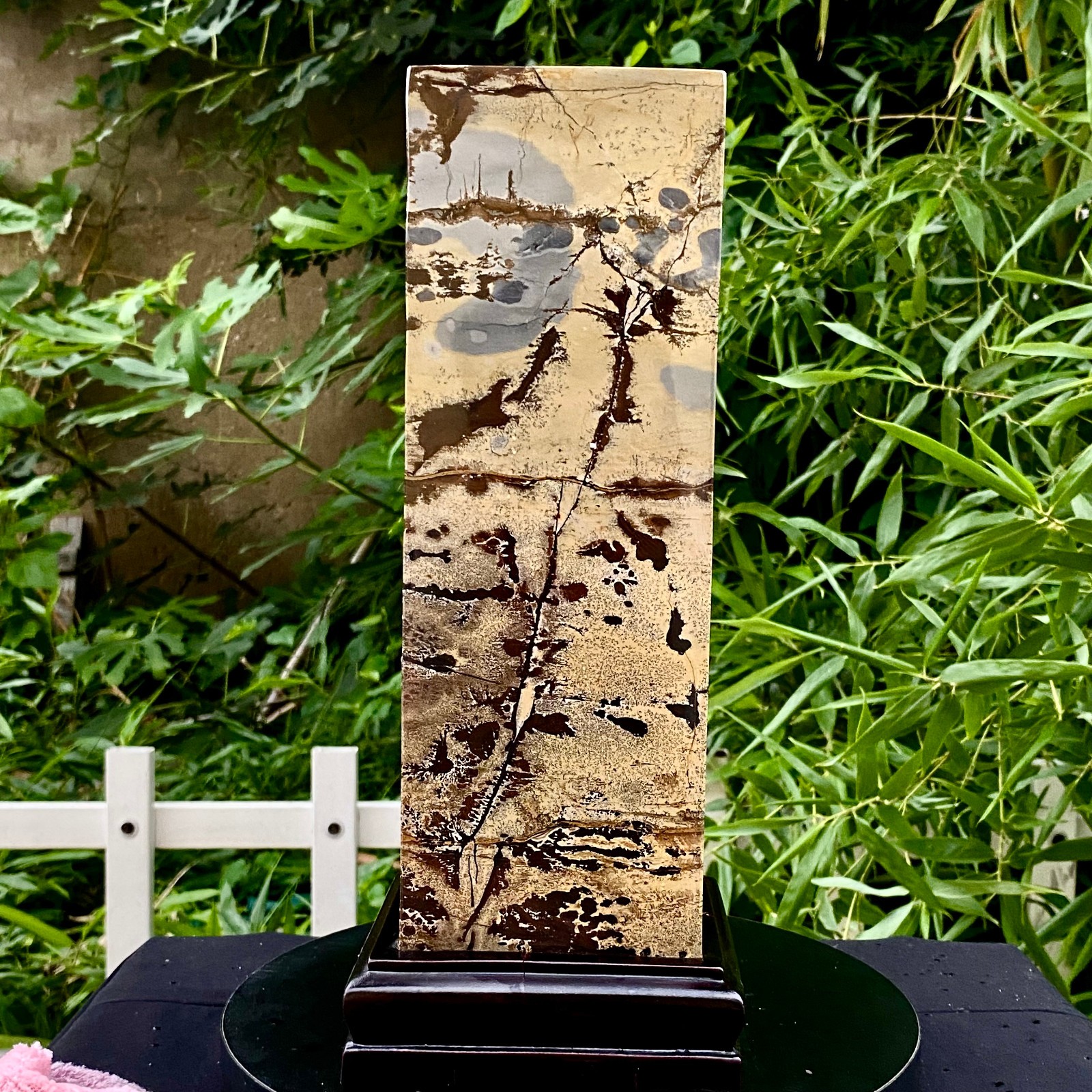 17.72LB Natural Chinese Dendritic Limestone Picture Stone Guohua column