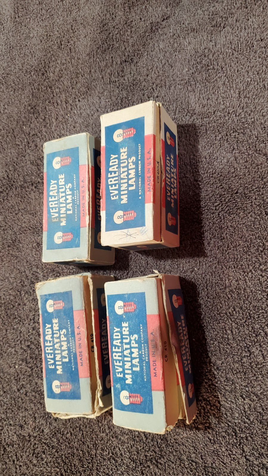 Lot of 7 Vintage Eveready CR 410 Miniature Lamp Counter Boxes Dial Bulbs NOS