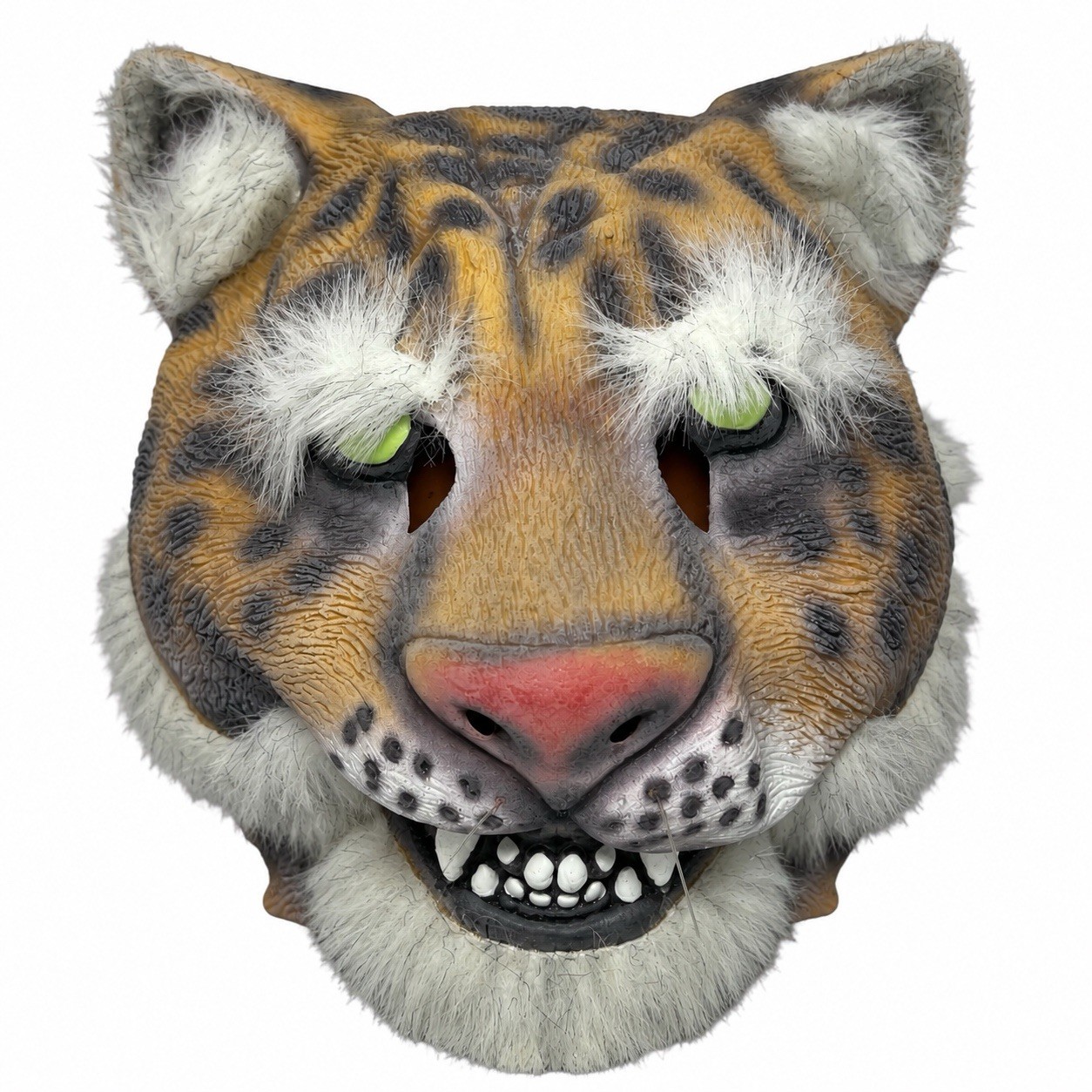 Vintage Leopard Full Head Latex Mask Faux Fur Realistic Big Cat Halloween RARE