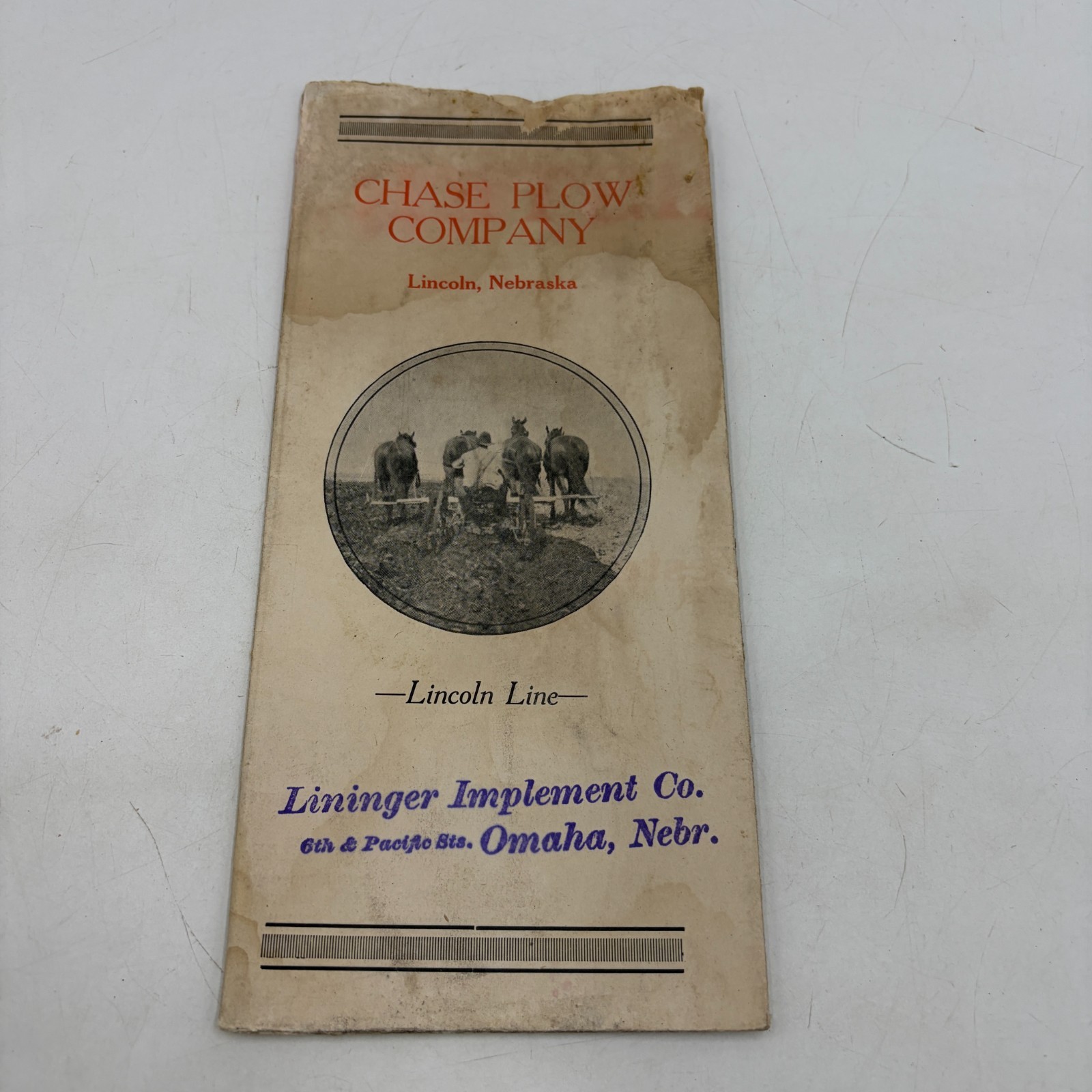 1920s Chase Plow Co Lincoln Nebraska Farm Implement Brochure Lininger Omaha