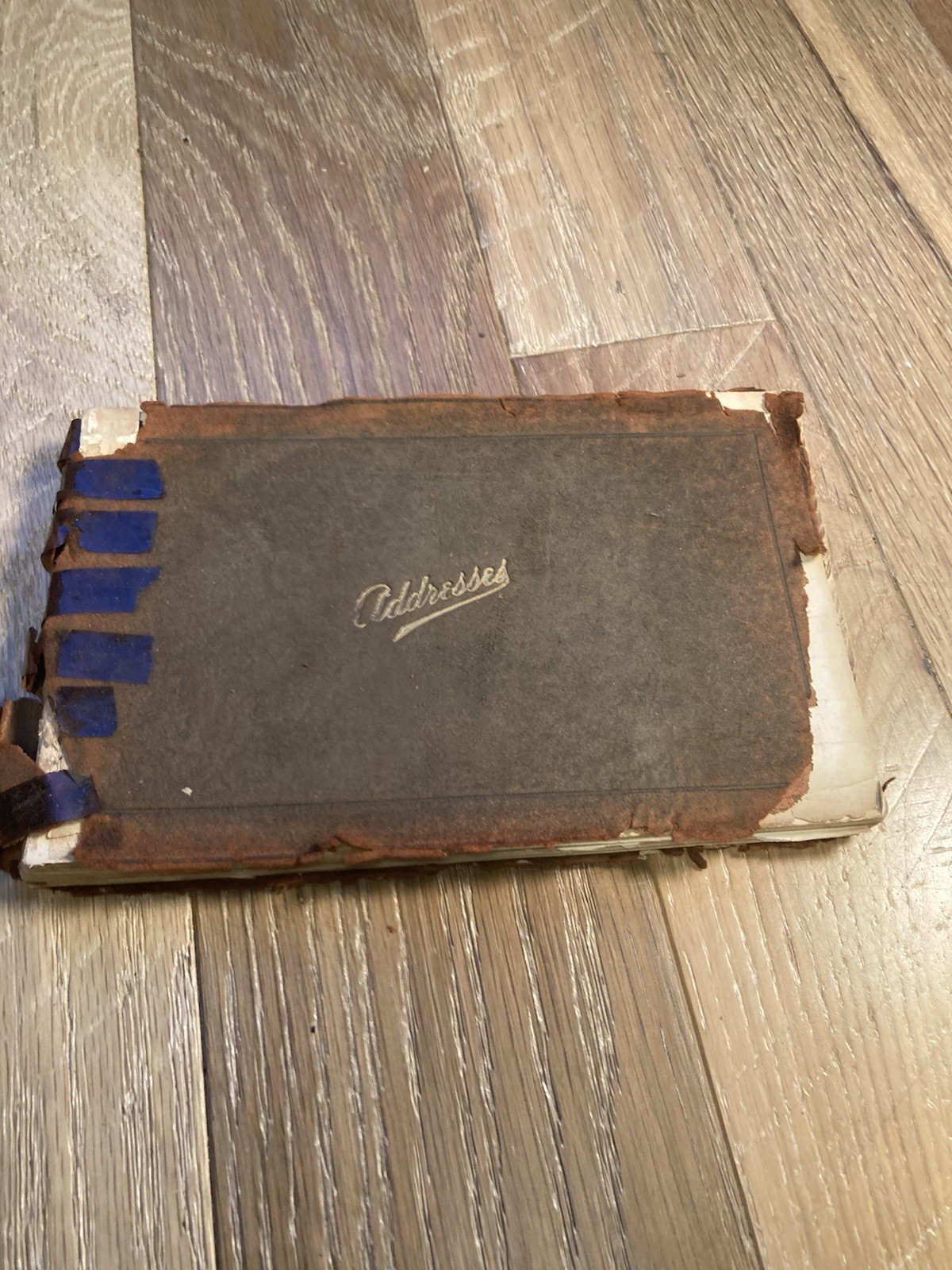 Vintage Leather Pocket Address Book Handwritten Entries Names Ephemera Prop