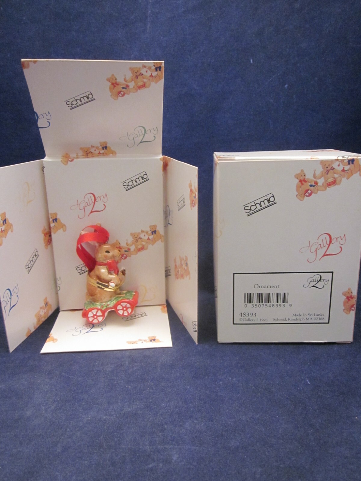 SCHMID GALLERY 2 GORDON FRASER Christmas Ornament Rabbit Pull Toy VINT NEW BOX