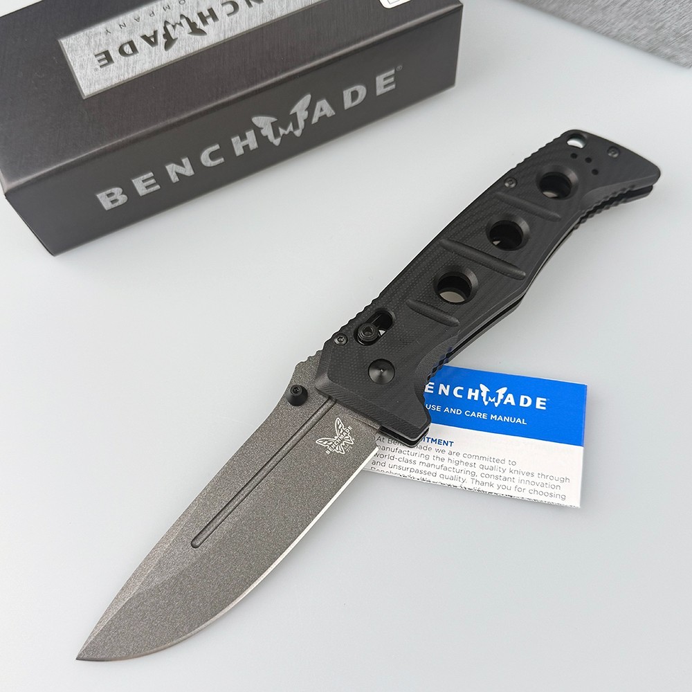 Benchmade Knives Adamas 275GY-1 CPM-CruWear Steel Black G10 Handle Folding Knife