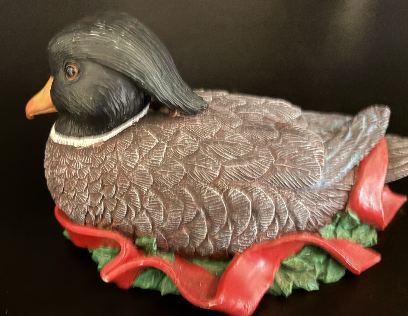 Silver Deer Christmas Animals Wood Duck Drake Figurine Resin Painted Tom Rubel