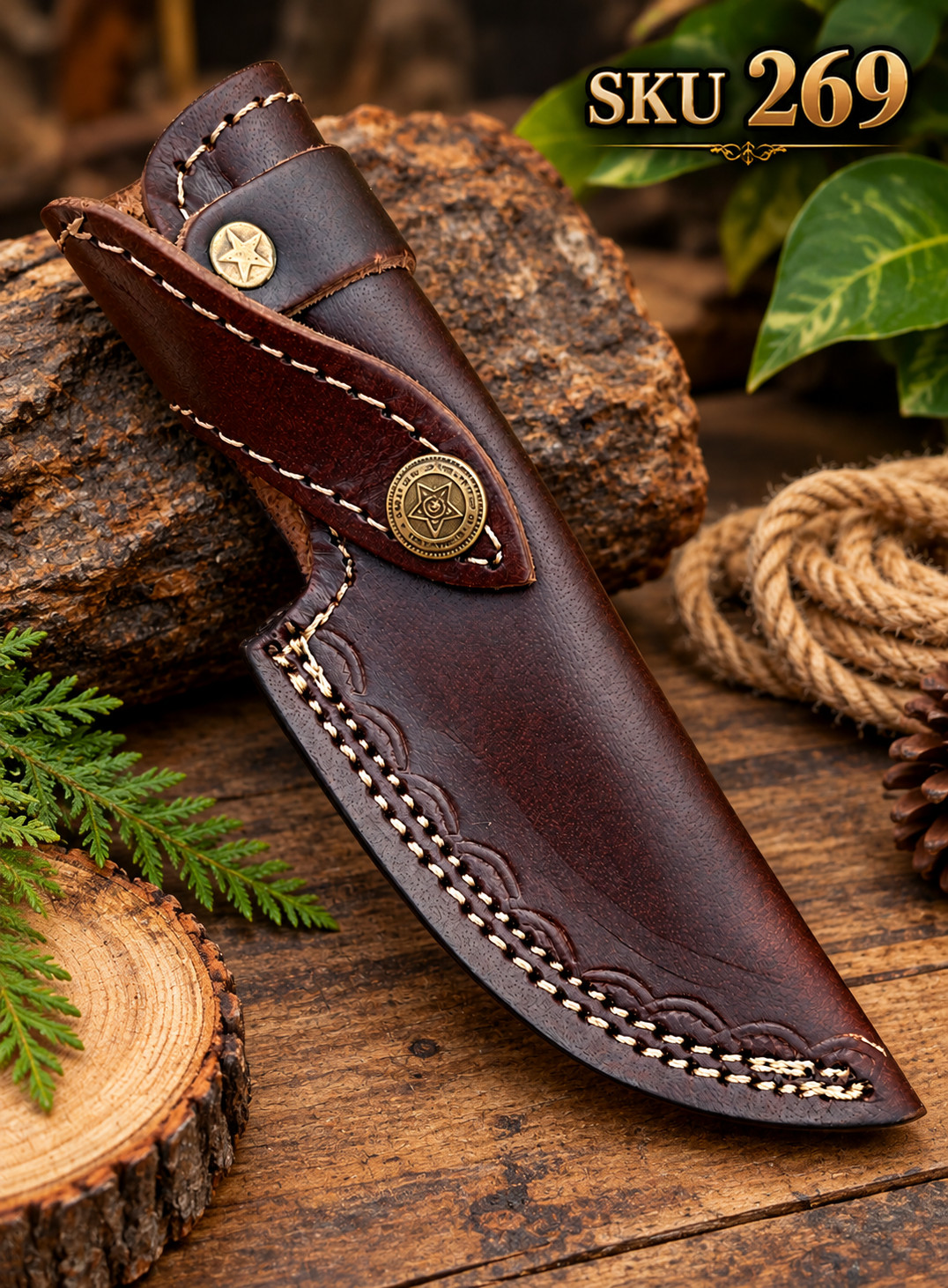 handmade genuine leather knife sheath western style belt holster fixed blade