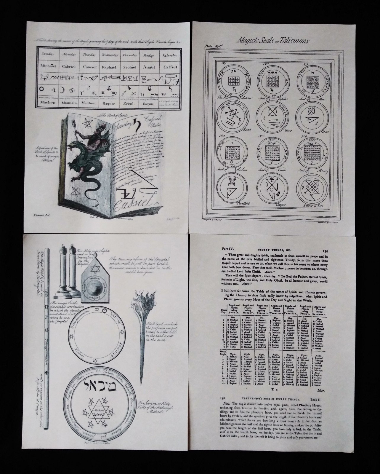 4 Illustration Pages From The Magus 1801 Book- For Book Of Shadows 8-1/2