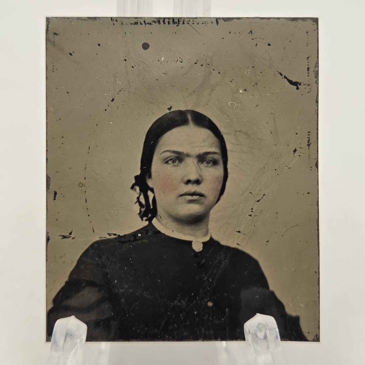 Sixteenth Plate Tintype of Pretty Young Woman Tinted