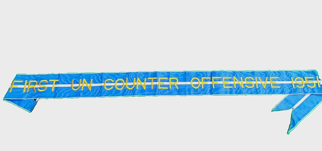 Flag Campaign Streamer Korean War FIRST UN COUNTER OFFENSIVE 1951 Blue & White