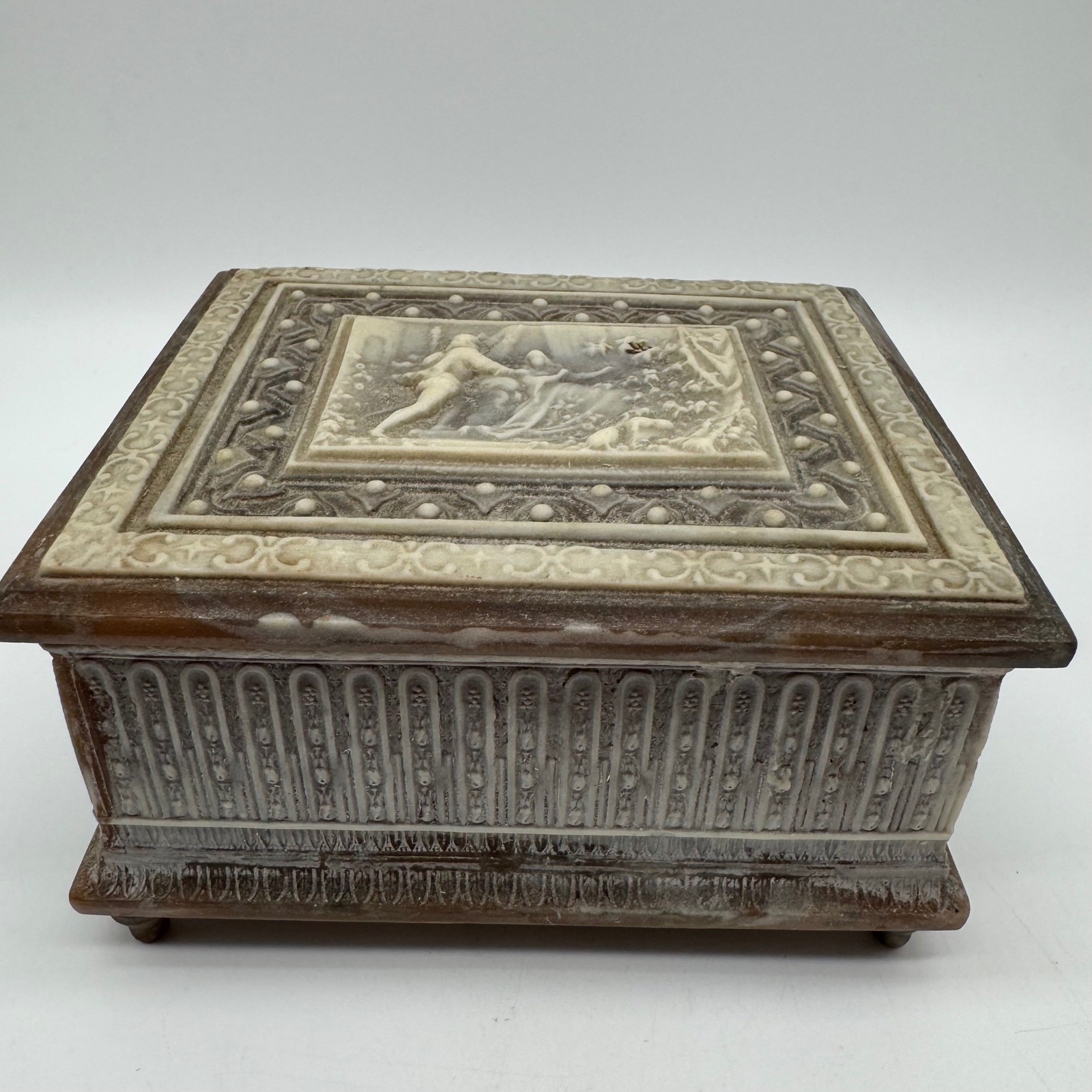 Vintage Incolay Stone Sleeping Beauty Music Box Swiss Reuge Once Upon A Dream 6\