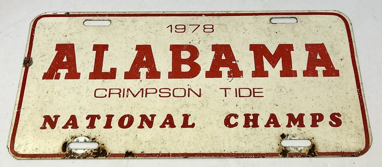 Error Vtg 1978 Alabama “Crimpson” Tide National Champs License Plate Booster Tag