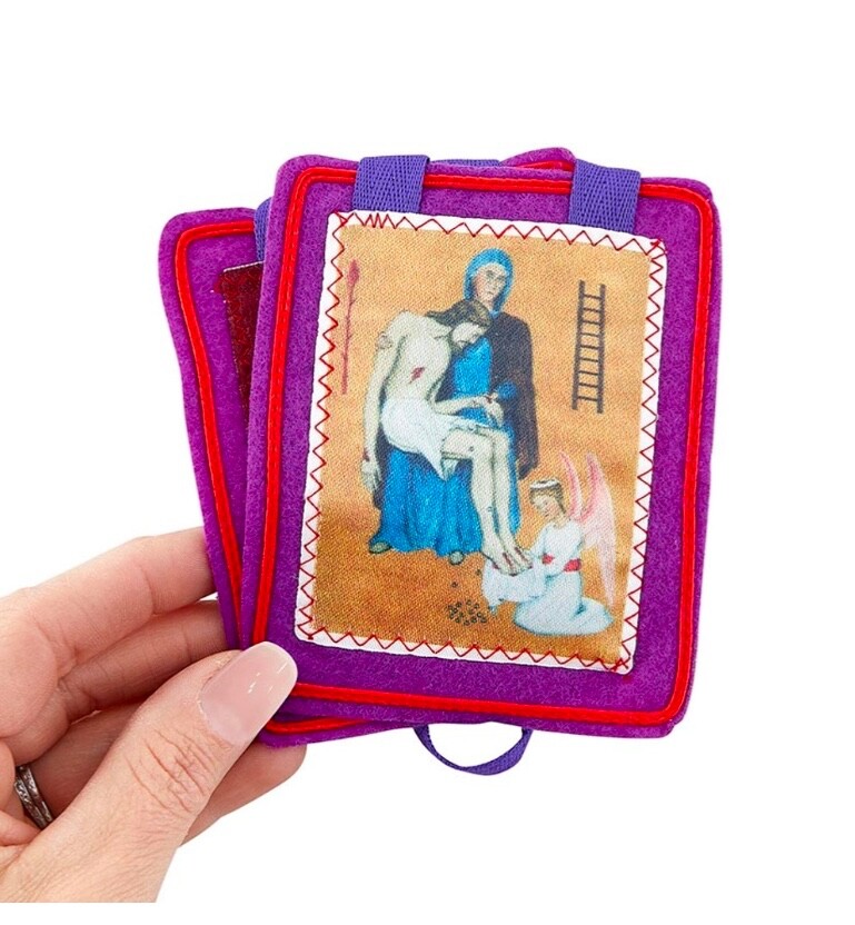 Purple Scapular Benediction & Protection Marie Julie Jahenny Escapulario Morado