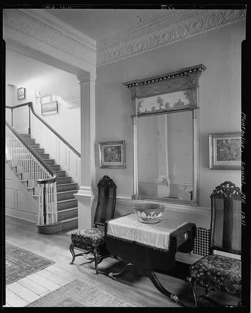 Photo:Montpelier Laurel MD 1931 Interior Stair Hall Mirror Side Chairs
