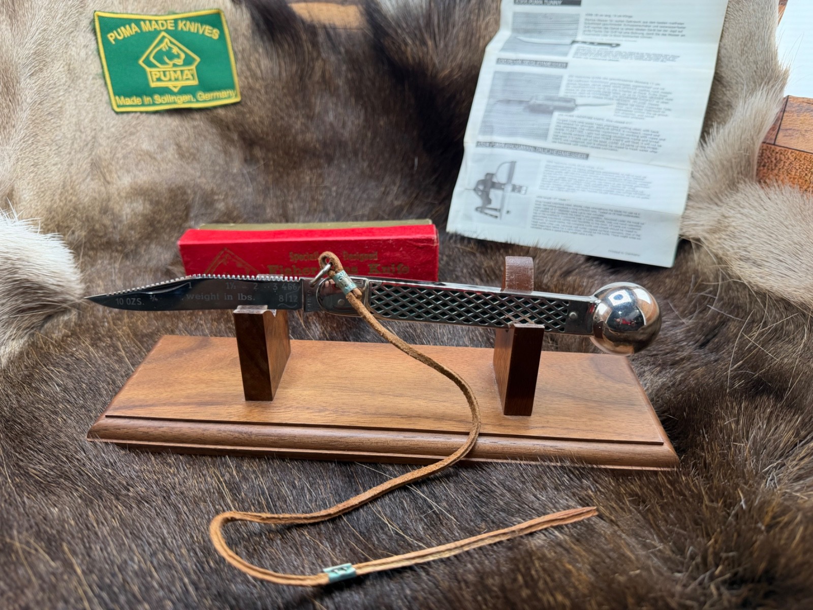 Pre 1964 501 Puma  Fishing Knife And Leather Cord Mint In Factory Puma Red Box