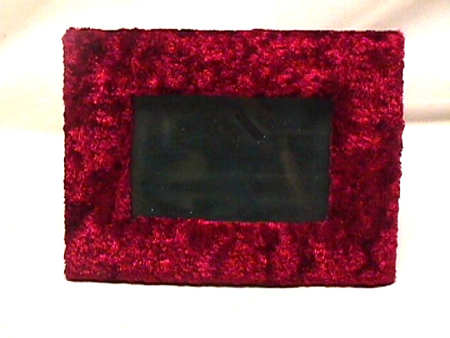 Vintage 90s RED CRUSHED VELVET Picture Frame 3.5\