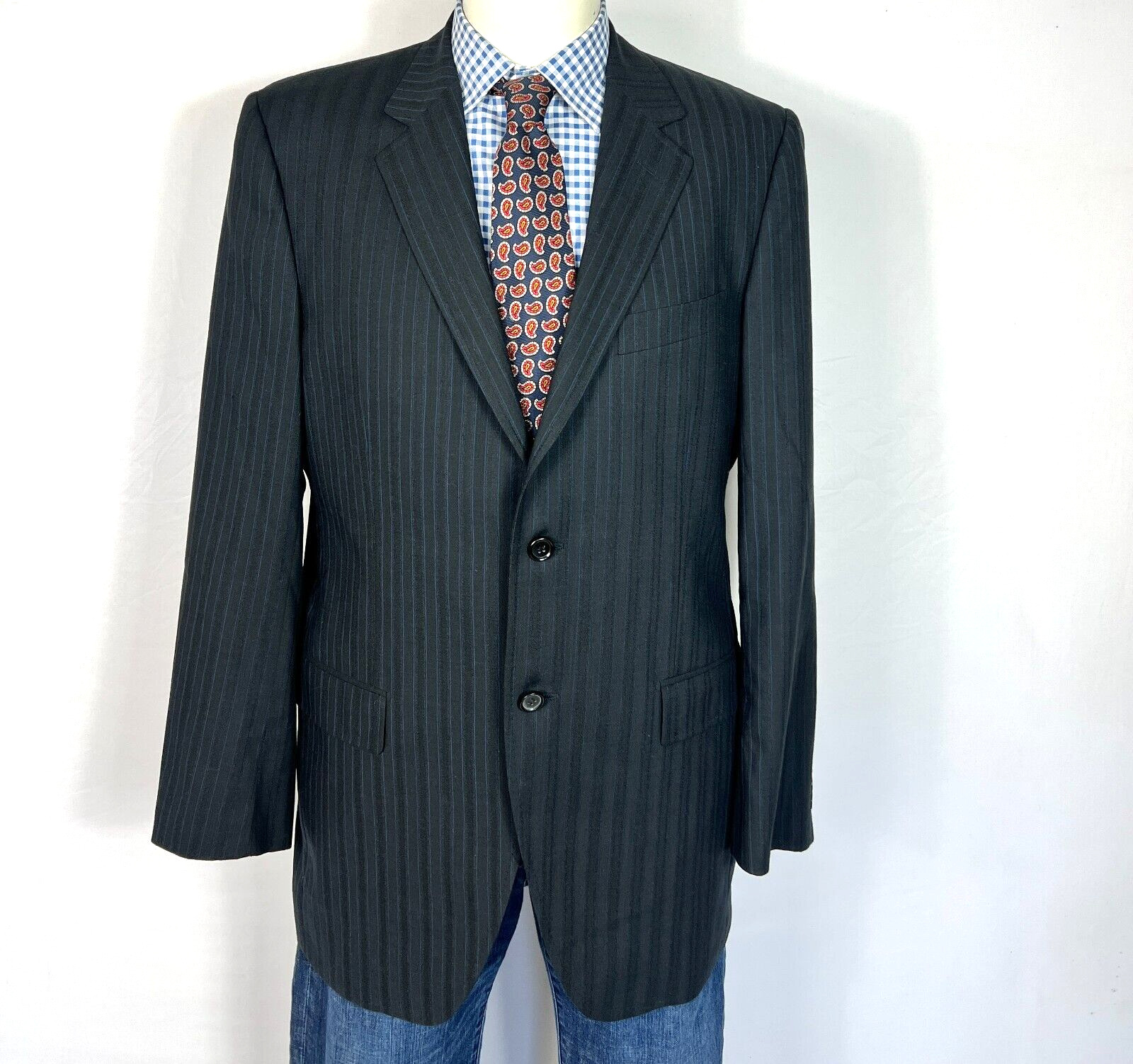 Dolce Gabbana Sport Coat Jacket 2 Button Wool GrayStriped Men\'s 42L