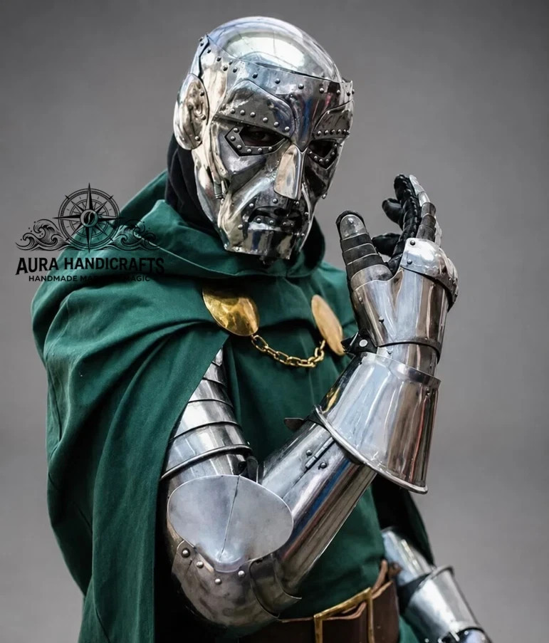 AURA D0ctor Doom Inspired Cosplay Armor Set, Dr Doom Wearable Steel Helmet