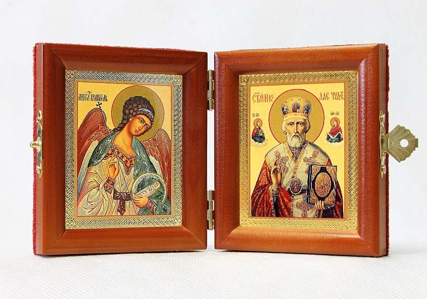 Orthodox Folding Dyptich Icon 3.15x3.55in/6.3x3.55in \