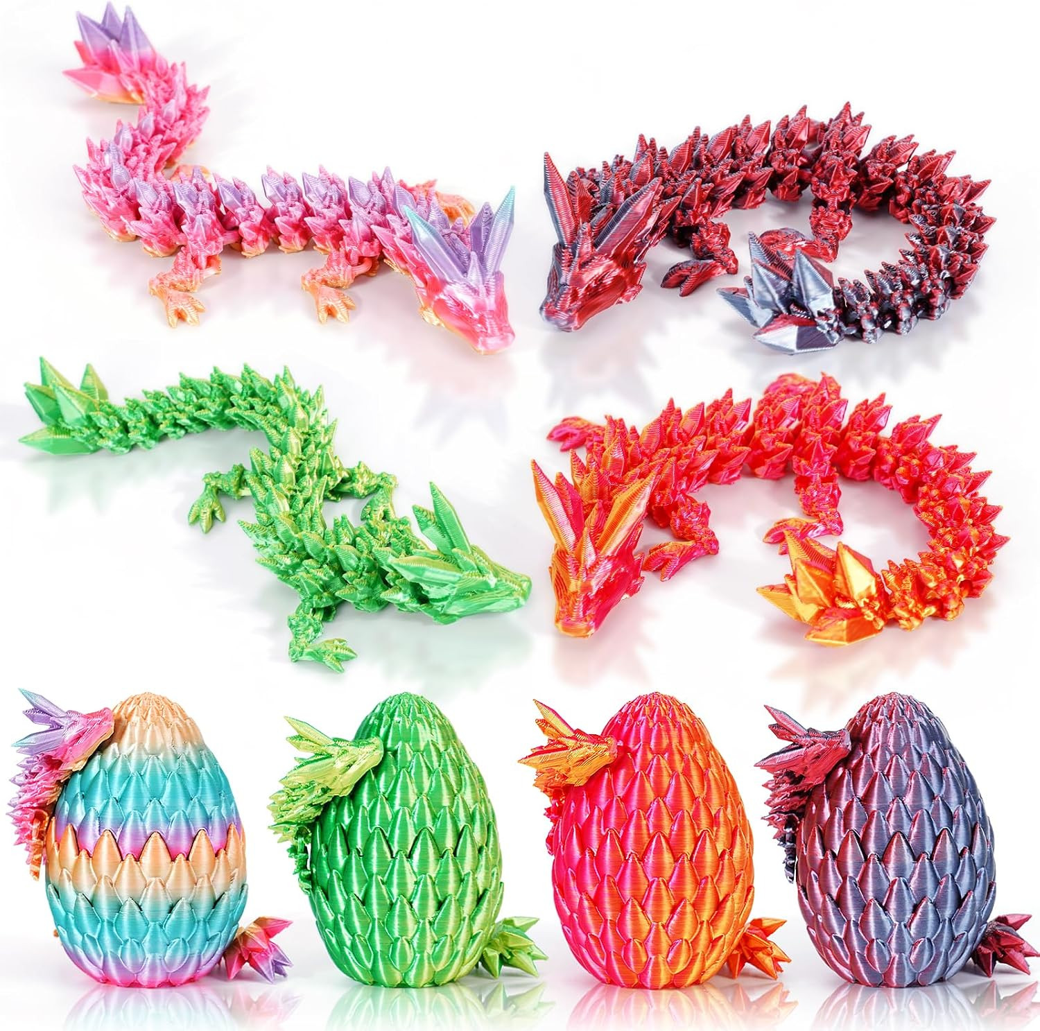 4PCS 3D Printed Dragon Eggs with Dragon Inside,Mini Easter Eggs Articulated