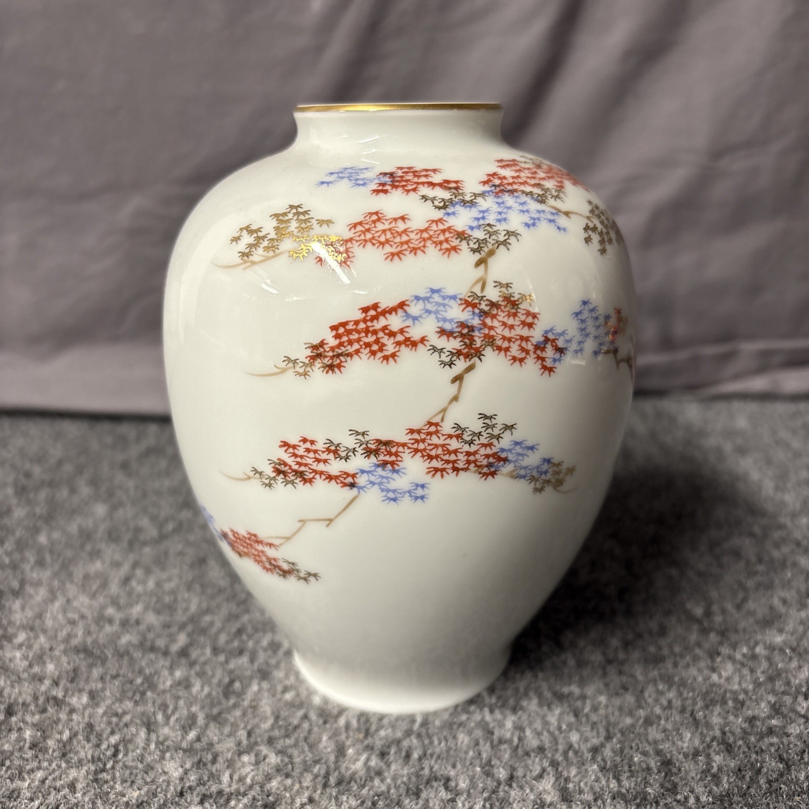 Vintage Fukagawa Hand Painted Porcelain Vase Maple 6” Late Meiji Arita Japan Vintage Fukagawa Hand Painted Porcelain Vase Maple 6” Late Meiji Arita Japan