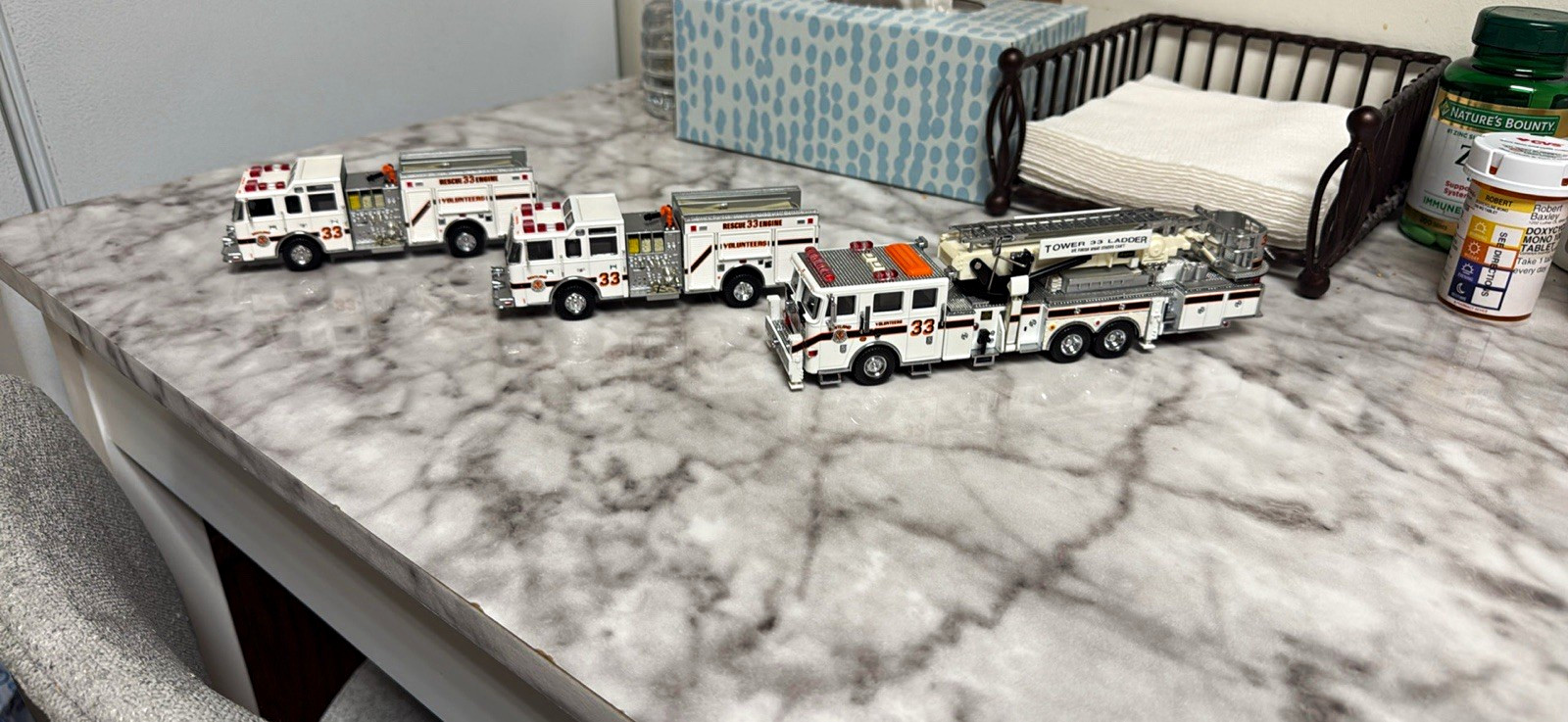 Lot of 5 Firefighting & Rescue Collectible Model Fire Trucks & Ladder Trucks