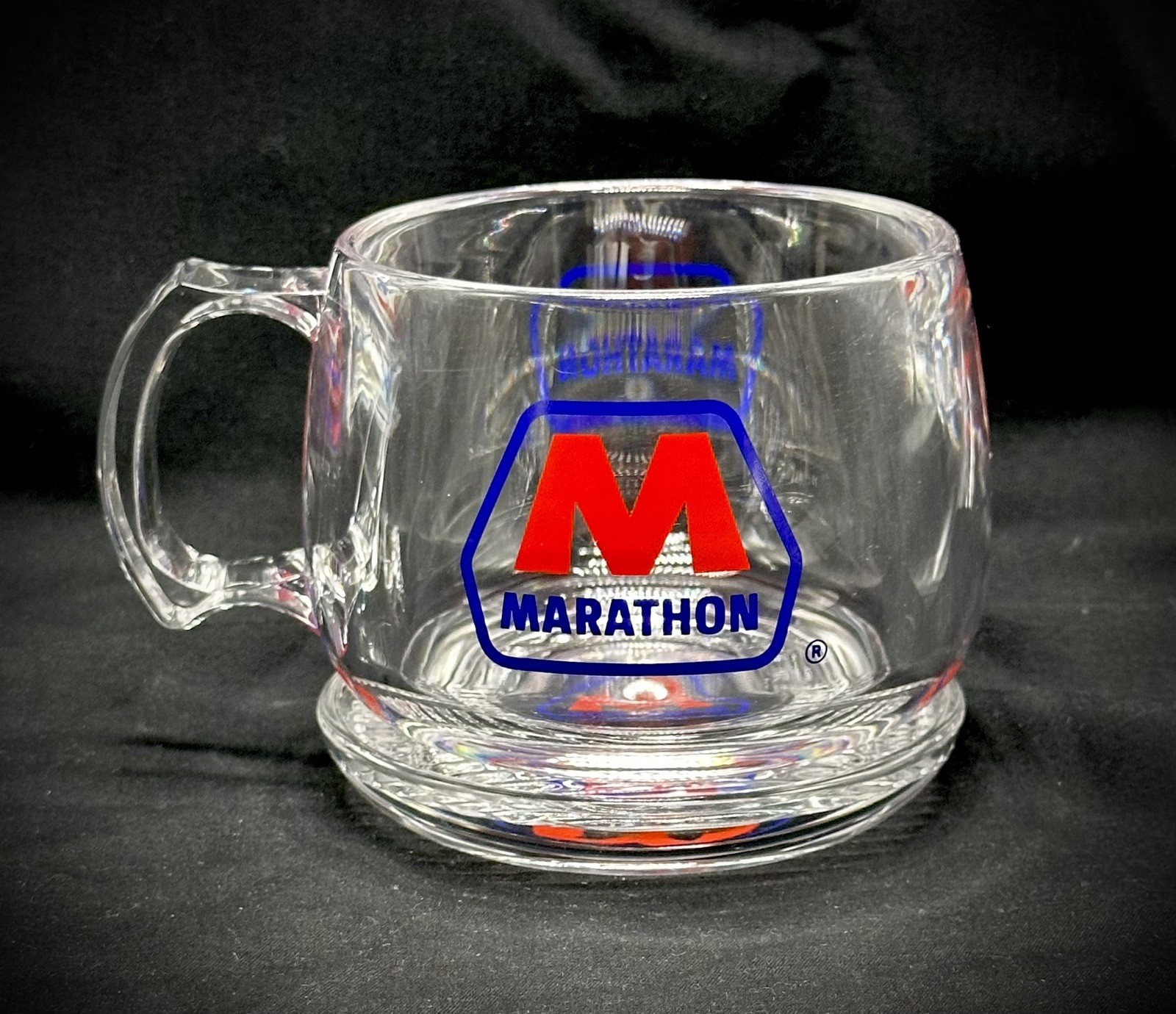 Vintage Marathon Petroleum Hard Plastic Mug Collectible with Matching Coaster